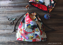 Load image into Gallery viewer, Wagara Kinchaku Drawstring Purse Large W22cm x H25cm (8 3/4" x 9 3/4") ⦿kpjf0006