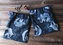 Load image into Gallery viewer, Wagara Kinchaku Drawstring Purse, Koi Carp, Large W20cm x H25cm (8" x 9 3/4") ⦿kpjf0008