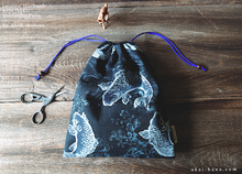 Load image into Gallery viewer, Wagara Kinchaku Drawstring Purse, Koi Carp, Large W20cm x H25cm (8" x 9 3/4") ⦿kpjf0008