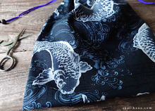 Load image into Gallery viewer, Wagara Kinchaku Drawstring Purse, Koi Carp, Large W20cm x H25cm (8" x 9 3/4") ⦿kpjf0008