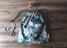 Load image into Gallery viewer, Wagara Kinchaku Drawstring Purse, Dragon, Large W20cm x H25cm (8" x 9 3/4") ⦿kpjf0009