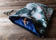 Load image into Gallery viewer, Wagara Kinchaku Drawstring Purse, Dragon, Large W20cm x H25cm (8" x 9 3/4") ⦿kpjf0009