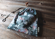 Load image into Gallery viewer, Wagara Kinchaku Drawstring Purse, Dragon, Large W20cm x H25cm (8" x 9 3/4") ⦿kpjf0009