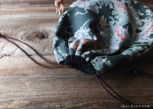 Load image into Gallery viewer, Wagara Kinchaku Drawstring Purse, Dragon, Large W20cm x H25cm (8" x 9 3/4") ⦿kpjf0009