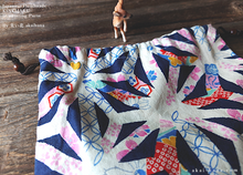 Load image into Gallery viewer, Wagara Kinchaku Drawstring Purse, Asanoha Hana Monyou, Black or Dark Blue ⦿kpjf0012