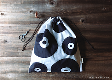 Load image into Gallery viewer, Tenugui Kinchaku Drawstring Purse, Vinyl Records ⦿kpjf0016
