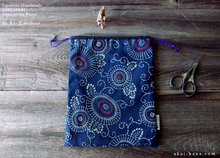 Load image into Gallery viewer, Wagara Kinchaku Drawstring Purse, Kikukarakusa, Large W20cm x H25cm (8" x 9 3/4") ⦿kpjf0017