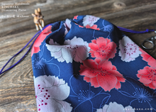 Load image into Gallery viewer, Wagara Kinchaku Drawstring Purse, Sakura Dark Blue, Large W20cm x H25cm (8" x 9 3/4") ⦿kpjf0020