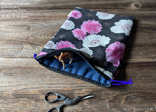 Load image into Gallery viewer, Wagara Kinchaku Drawstring Purse, Sakura Black, Large W20cm x H25cm (8" x 9 3/4") ⦿kpjf0021