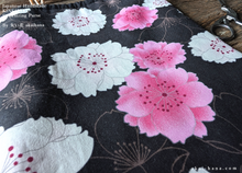 Load image into Gallery viewer, Wagara Kinchaku Drawstring Purse, Sakura Black, Large W20cm x H25cm (8" x 9 3/4") ⦿kpjf0021