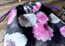 Load image into Gallery viewer, Wagara Kinchaku Drawstring Purse, Sakura Black, Large W20cm x H25cm (8" x 9 3/4") ⦿kpjf0021