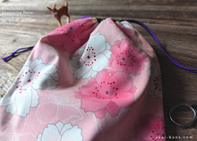 Load image into Gallery viewer, Wagara Kinchaku Drawstring Purse, Sakura Pink, Large W20cm x H25cm (8" x 9 3/4") ⦿kpjf0022