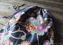 Load image into Gallery viewer, Japanese Kimono Cotton Drawstring Purse, Large W20cm x H25cm (8" x 9 3/4") ⦿kpjf0024