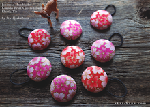 Load image into Gallery viewer, Kimono Cotton Hair Tie/Ponytail Holder, Napkin Holder, Cord Organizer, Sakura Pink or Red