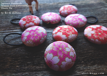 Load image into Gallery viewer, Kimono Cotton Hair Tie/Ponytail Holder, Napkin Holder, Cord Organizer, Sakura Pink or Red