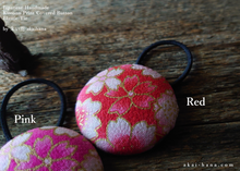 Load image into Gallery viewer, Kimono Cotton Hair Tie/Ponytail Holder, Napkin Holder, Cord Organizer, Sakura Pink or Red