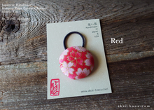 Load image into Gallery viewer, Kimono Cotton Hair Tie/Ponytail Holder, Napkin Holder, Cord Organizer, Sakura Pink or Red