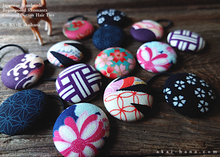 Load image into Gallery viewer, Repurposed Remnants Covered Button Hair Tie, Napkin Holder, Cord Organizer Wagara ⦿phjf1001