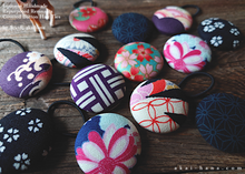Load image into Gallery viewer, Repurposed Remnants Covered Button Hair Tie, Napkin Holder, Cord Organizer Wagara ⦿phjf1001