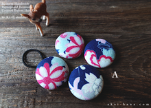 Load image into Gallery viewer, Repurposed Remnants Covered Button Hair Tie, Napkin Holder, Cord Organizer Wagara ⦿phjf1001