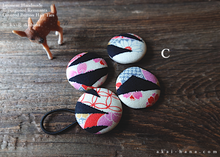 Load image into Gallery viewer, Repurposed Remnants Covered Button Hair Tie, Napkin Holder, Cord Organizer Wagara ⦿phjf1001