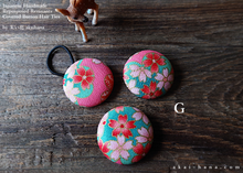 Load image into Gallery viewer, Repurposed Remnants Covered Button Hair Tie, Napkin Holder, Cord Organizer Wagara ⦿phjf1001
