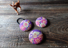 Load image into Gallery viewer, Repurposed Remnants Covered Button Hair Tie, Napkin Holder, Cord Organizer Wagara ⦿phjf1002