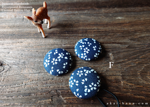 Load image into Gallery viewer, Repurposed Remnants Covered Button Hair Tie, Napkin Holder, Cord Organizer Wagara ⦿phjf1002