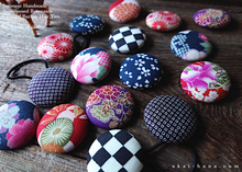 Load image into Gallery viewer, Repurposed Remnants Covered Button Hair Tie, Napkin Holder, Cord Organizer Wagara ⦿phjf1002