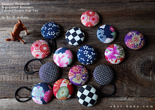 Load image into Gallery viewer, Repurposed Remnants Covered Button Hair Tie, Napkin Holder, Cord Organizer Wagara ⦿phjf1002