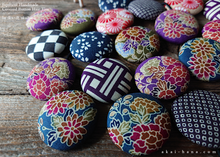 Load image into Gallery viewer, Japanese Fabric Covered Button Hair Tie, Napkin Holder, Cord Organizer Wagara ⦿phjf1003