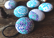 Load image into Gallery viewer, Japanese Handmade Repurposed Remnants Covered Button Hair Tie, Napkin Holder, Cord Organizer, phus0016