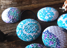 Load image into Gallery viewer, Japanese Handmade Repurposed Remnants Covered Button Hair Tie, Napkin Holder, Cord Organizer, phus0016