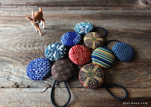 Load image into Gallery viewer, Vintage Kimono Button Hair Tie, Napkin Holder, Cord Organizer ⦿phvk1001