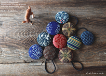 Load image into Gallery viewer, Vintage Kimono Button Hair Tie, Napkin Holder, Cord Organizer ⦿phvk1001