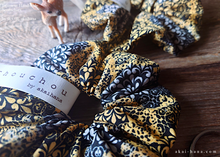 Load image into Gallery viewer, Japanese Handmade Scrunchies, Yellow Damask Floral, scaf0003