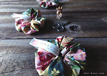 Load image into Gallery viewer, Japanese Handmade Kimono Style Chouchou/Scrunchies, Beige and Pink Floral ⦿scjf0015