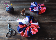 Load image into Gallery viewer, Japanese Handmade Kimono style Scrunchies, SAKURA Navy ⦿scjf0021