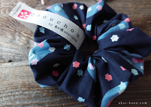 Load image into Gallery viewer, Japanese Handmade Kimono style Scrunchies, Konpeitō (confeito) Navy ⦿scjf0029