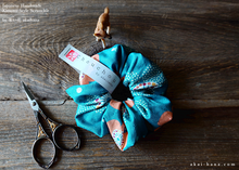 Load image into Gallery viewer, Japanese Handmade Scrunchies, Aqua Floral, scjf0056