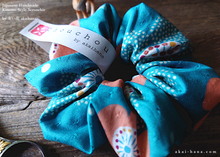 Load image into Gallery viewer, Japanese Handmade Scrunchies, Aqua Floral, scjf0056
