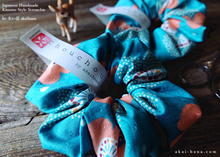 Load image into Gallery viewer, Japanese Handmade Scrunchies, Aqua Floral, scjf0056