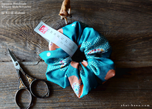 Load image into Gallery viewer, Japanese Handmade Scrunchies, Aqua Floral, scjf0056