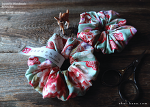 Load image into Gallery viewer, Japanese Handmade Kimono Style Scrunchies, Hikita Hanaguruma Celadon ⦿scjf0058