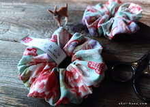 Load image into Gallery viewer, Japanese Handmade Kimono Style Scrunchies, Hikita Hanaguruma Celadon ⦿scjf0058