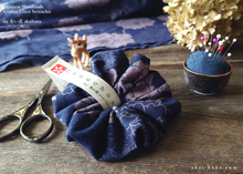 Load image into Gallery viewer, Japanese Handmade Scrunchies, Purple Dyed Floral from Thailand, scjf0088