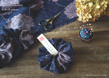Load image into Gallery viewer, Japanese Handmade Scrunchies, Purple Dyed Floral from Thailand, scjf0088