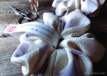 Load image into Gallery viewer, Vintage Kimono Scrunchies, Lilac x Cream, Japanese Handmade ⦿scvk0014