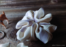 Load image into Gallery viewer, Vintage Kimono Scrunchies, Lilac x Cream, Japanese Handmade ⦿scvk0014