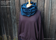 Load image into Gallery viewer, Japanese Handmade Infinity Snood Scarf, Block Check Navy, sif0035
